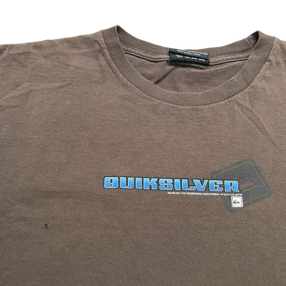 Y2K Quiksilver T Shirt Men XL short sleeve Brown Skate Surf Outdoors Baggy - Picture 10 of 12